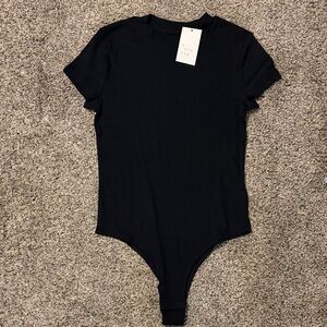 a new day Black Short Sleeve Ribbed Bodysuit